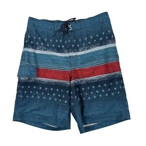 George‎ Board Shorts Mens M 32-34 Blue Americana Stars Stripes Patriotic